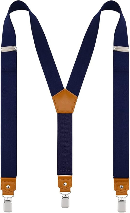 Suspenders for Men Y Back Adjustable Elastic with Strong Clips 47 Inches