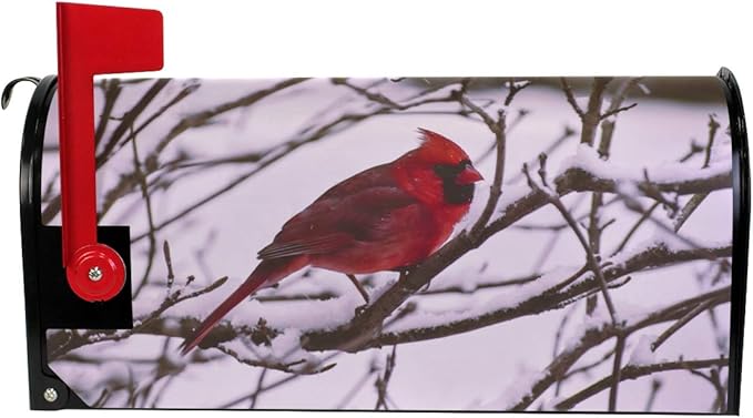 ALAZA Snowy Branches Red Cardinal Birds Magnetic Mailbox Cover MailWraps Garden Yard Home Decor for Outside Oversized-25.5" x20.8"