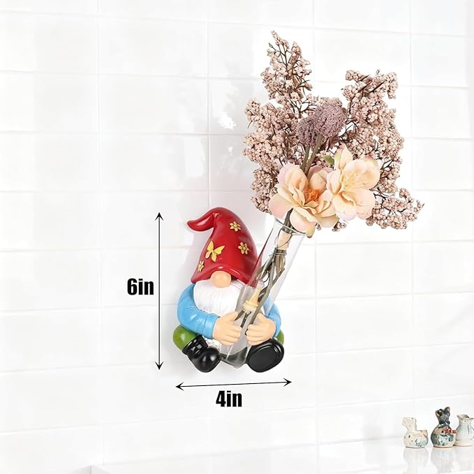 Wall Gnome Statue-Unique Wall Growers Sculpture,Cute Gnome Vase,Outdoor Tree Decorations,Patio Yard Lawn Porch Decor,Garden Ornament Gift
