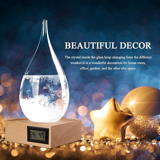 Storm Glass Weather Predictor,Christmas Unique Gifts, Christmas Snow Globe Barometer, Storm Glass Weather Station, Decorative Weather Predictor,Decorative Glass Bottles for Home and Office (XXL)