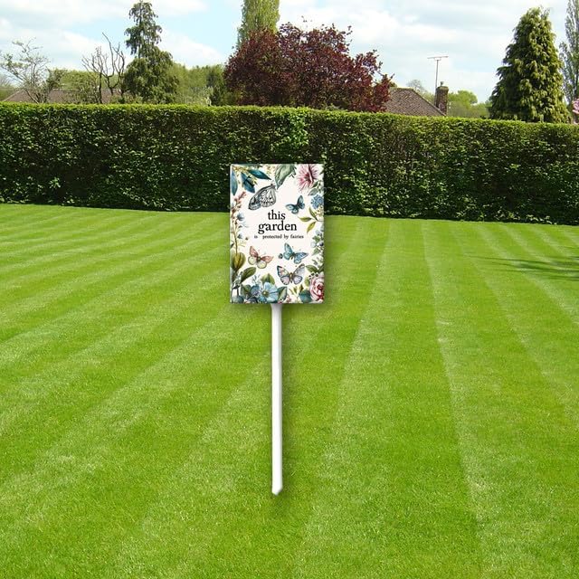 Uptell This Garden is Protected By Fairies Yard Signs with Stakes Aluminum Sign for House/Front Door Outdoor Decoration,Weather Resistant 8x12 Inch