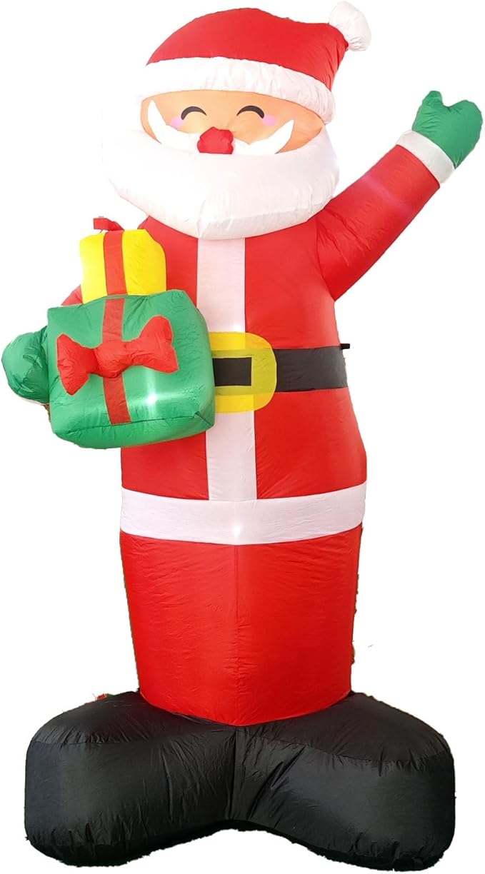 8FT Inflatable Santa Claus, Christmas Outdoor Decoration with Built-in LED Lights & Gift Bundle, Blow Up Holiday Yard Decor for Lawn, Garden, Porch