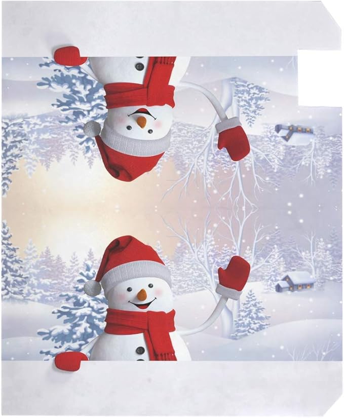 ALAZA Christmas Snowman with Santa Hat Magnetic Mailbox Cover New Year Landscape MailWraps Garden Yard Home Decor for Outside Oversized-25.5" x20.8"