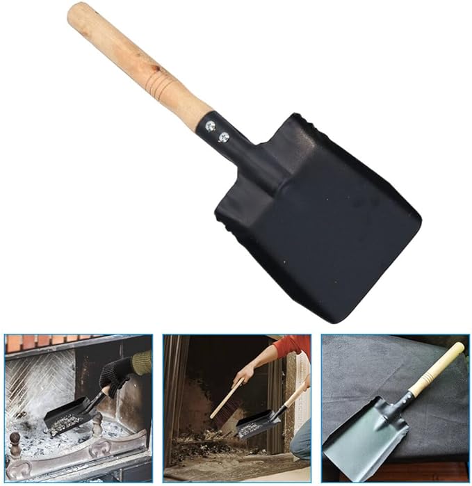 GANAZONO Coal Hand Shovel Fireplace Shovel Metal Ash with Wooden Handle Fireplace Scoop Coal Gardening for Wood Stove Hearth Cleaning Trowel
