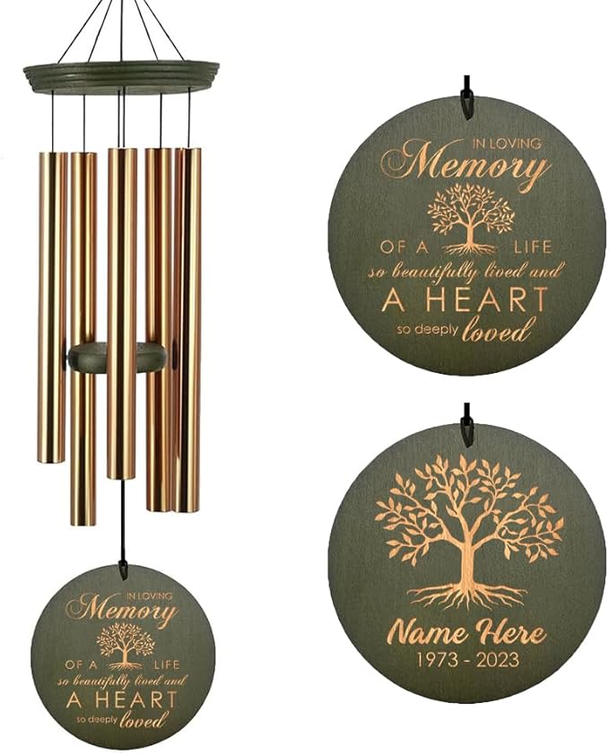 ASTARIN Wind Chimes Outdoor for The Loss of Mom Dad, Personalized Customized WindChimes for Loss of Loved One, Memorial Wind Chime as Sympathy Gift, Home Garden Patio Décor, 36'' (Produced in USA)