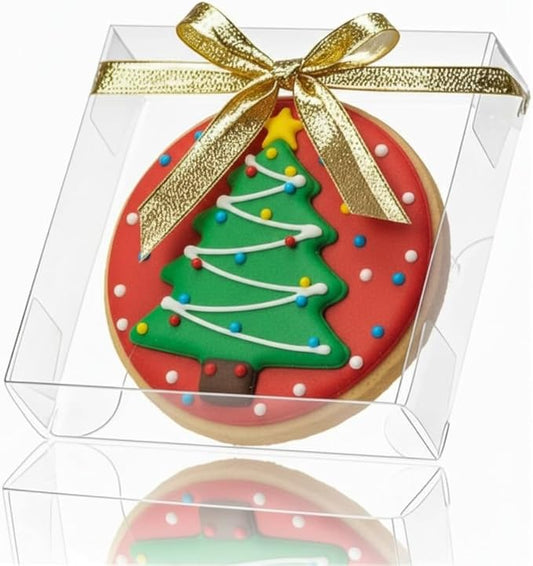 100 Pack 4x4x1.2inch Clear Single Cookies Boxes Small Bakery Boxes Macaron Boxes Brownie Boxes Pastry Boxes for Easter Mother's Father's Christmas Birthday Day