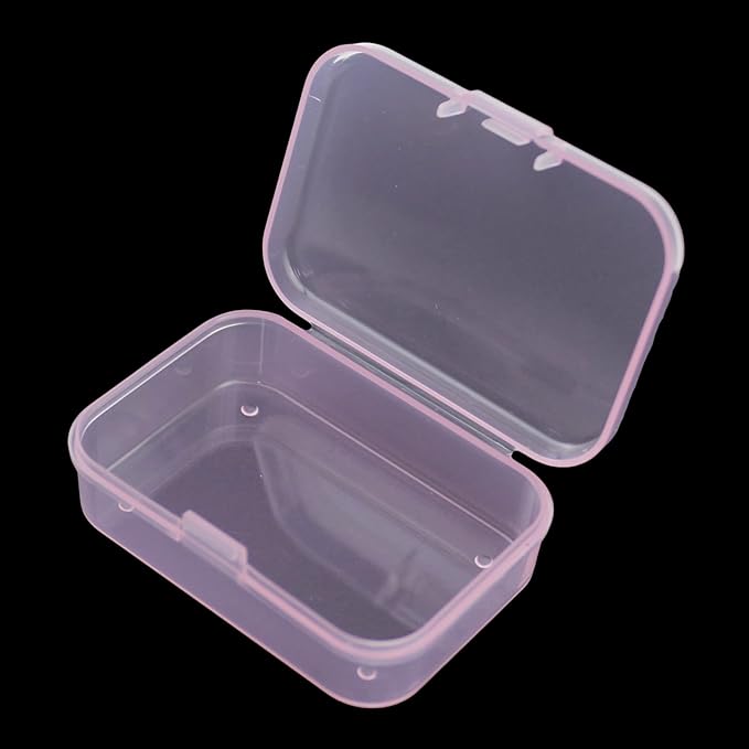 Goodma 30 Pieces Mini Rectangular Plastic Boxes Empty Storage Organizer Containers with Hinged Lids for Small Items and Other Craft Projects (Pink, 2.6 x 1.8 x 0.8 inch)