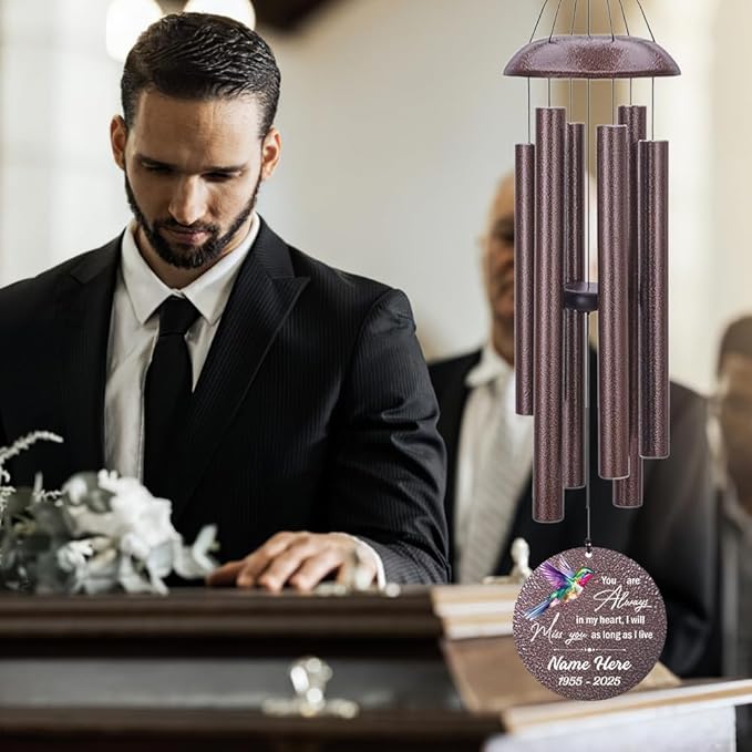 Personalized Wind Chime Memorial, Metal Wind Chime Deep Tone, Wind Chimes for Loss of Loved Father/Mother/Lover, Commemorative Sympathy Bereavement Gifts, Product in USA