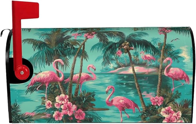 Flamingo Mailbox Covers Magnetic Letterbox Covers 21x18 Inch for Garden Outdoor Decoration