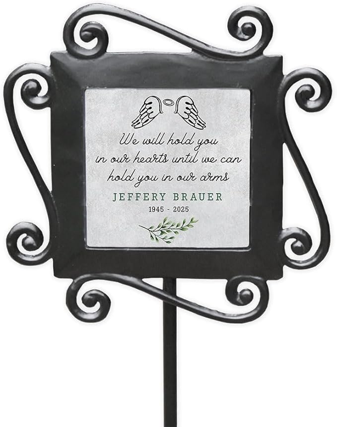 Personalized Memorial Garden Stake with Angel Wings and Heartfelt Quote for Outdoor Tribute