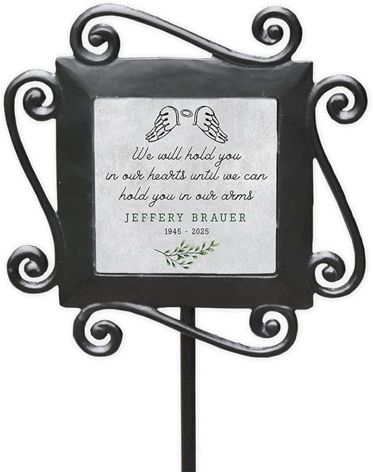 Personalized Memorial Garden Stake with Angel Wings and Heartfelt Quote for Outdoor Tribute
