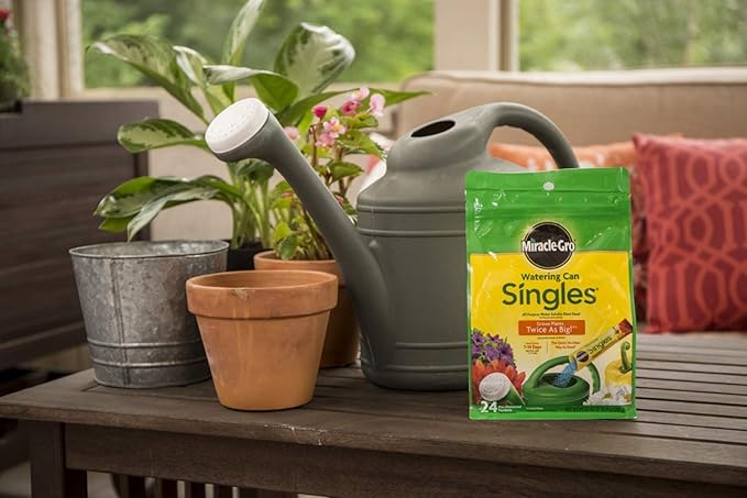 Miracle-Gro Watering Can Singles All Purpose Water Soluble Plant Food, for Flowers, Vegetables, Houseplants, Trees, Indoor and Outdoor Plants, 24 Packets (Pack of 6)
