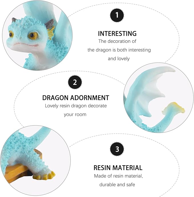 Dragon Statue on Skateboard - Mini Figurine, Resin Home Decor, Cute Ornament, Lucky Animal Garden Statue for Micro Landscape