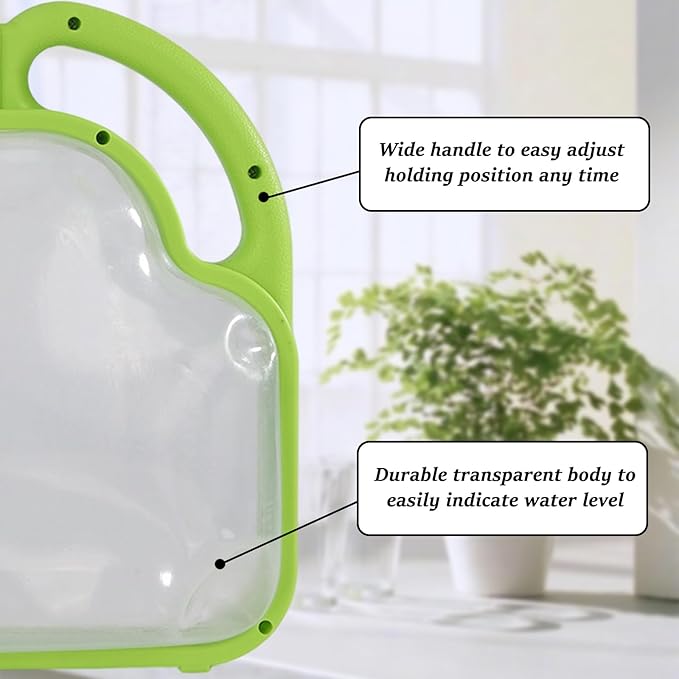 Foldable Watering Can 0.8 Gallon Transparent Plastic with Long Spout & Ergonomic Handle, Compact for Indoor Outdoor Plants（Green）