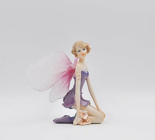 Comfy Hour Flower Fairy in Pastel Violet Dress Figurine, Collectible for Home Decoration, Fairyland Collection
