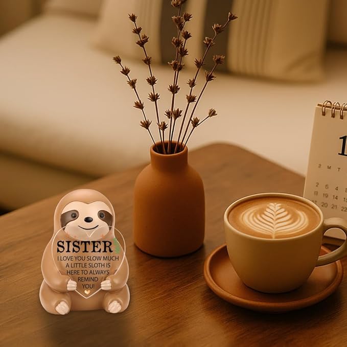Sloth Figurines Gift, Birthday Gifts for Sister Women, Funny Cute Sloth Present for Bestie Friends Sister BFF Friendship Birthday Christmas YSS8