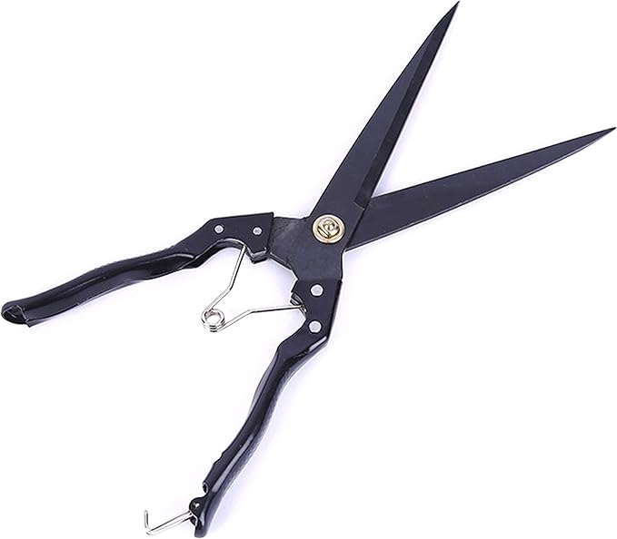 Grass Sheep Shear - Coated Wear-Resistant Handle, Manganese Steel Double-Edged, Strong Spring Suitable For Manual Shearing of Cow, Sheep, and Horse Hair (Black 12.6 inches)