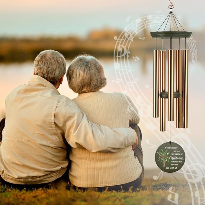 Personalized Wind Chimes, 36inch Memorial Gifts, Loving Memory of Dad/Mom, Cross Sympathy Custom Name Wind Chime for Loss of Loved Ones, Decor for Funeral Outside (Produced in USA)