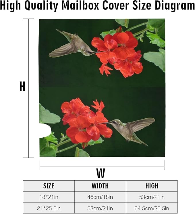 Hummingbirds Floral Mailbox Covers, Spring Summer Red Flowers Blossom Magnetic Mailbox Covers, 25.5x21 in Birds Post Box Case Wraps Larger Size for Garden Yard Decor