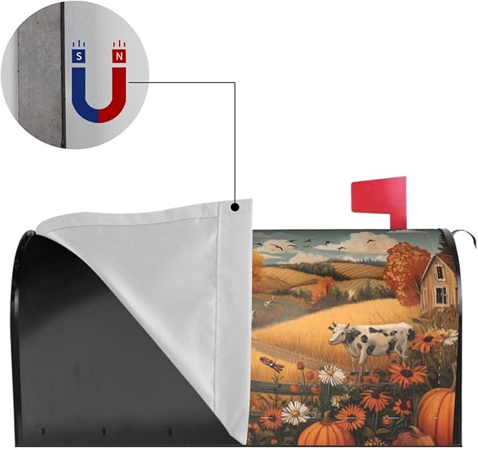 Autumn Farm Country Mailbox Covers Magnetic Letterbox Covers 21x18 Inch for Garden Outdoor Decoration