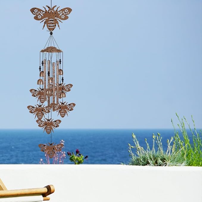 Bees Wind Chimes for Garden,Home,Balcony,Yard,Outdoor Decor, Bee Wind Bell, Memorial Windchimes, Bee Decoration, Wind Catcher, Blessing Wind Chime for Mom,Grandma,Family,Women,Friend