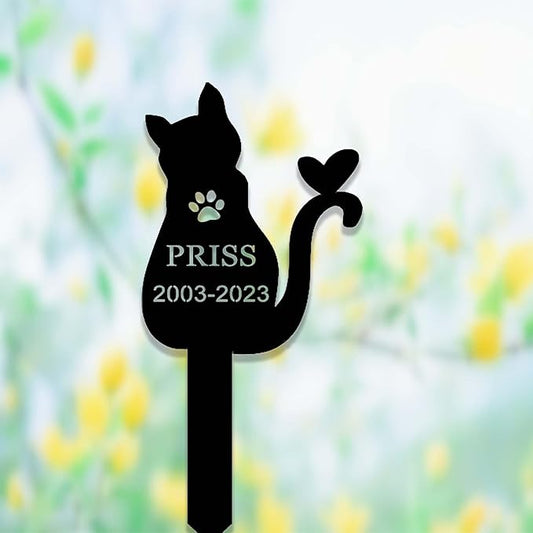 Custom Cat Memorial Stake Sign Metal Cat Grave Marker Cat Garden Decor Remembrance Stake Personalized Cat Name Yard Stake Pet in Heaven Loss of Cat Sympathy Gift