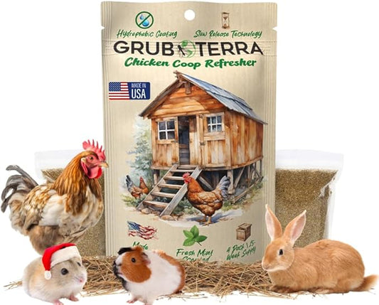 GrubTerra Chicken Coop Refresher Strongest Odor Eliminator for Cages, Pets, Runs, Multi-Purpose Zero Odor Neutralizer, Scent Remover Smell Control Solution for Clean Fresh Chicken Living Environment