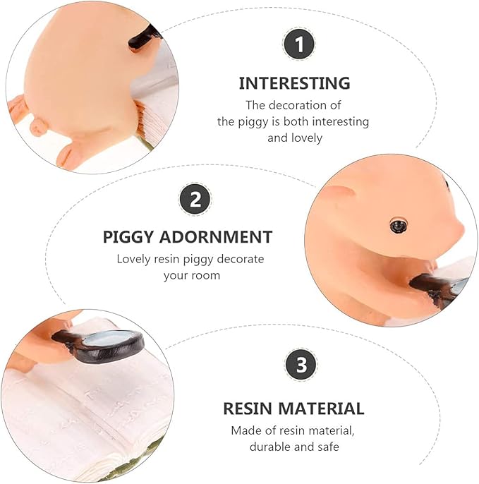 Pig Statue Mini Pig Figurine, Resin Home Decor, Lucky Animal Garden Statue for Micro Landscape (Pig is Reading)