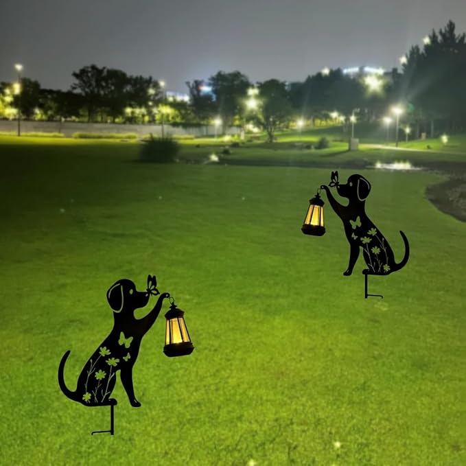 Metal Dog Christmas Garden Decor for Outside Silhouette Decorative Garden Stakes Yard Art,Patio,Lawn Ornaments Gifts for Women/Men/Dog Lovers (1pc)
