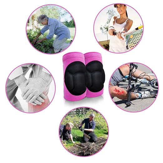 Women Knee Pads for Cleaning House Floors,Gardening Work, Carpet, Roofing,kneepads with Soft Inner Liner, Adjustable knee pads Suitable Garden,Flooring Yard,Pink M. (1 Pair)