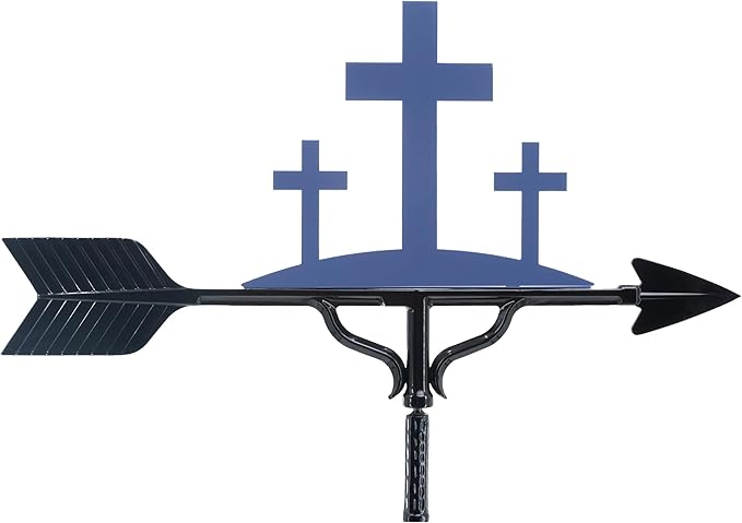 Montague Metal Products Deluxe Crosses Weathervane - 14 Ornament Colors Available - Roof Mount Included (4 to Choose from) - Cross Ornament Weathervane