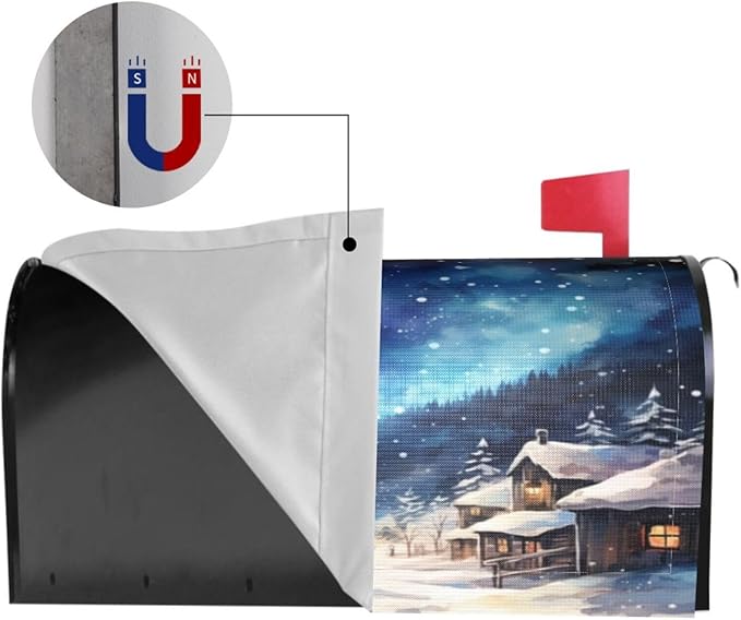 DADABULIU Mailbox Covers Winter Dog Christmas Snow Winter Dog Christmas Snow Magnetic Letter Post Box Cover Standard Size 25.5 x 21 Inch Garden Yard Home Decorative