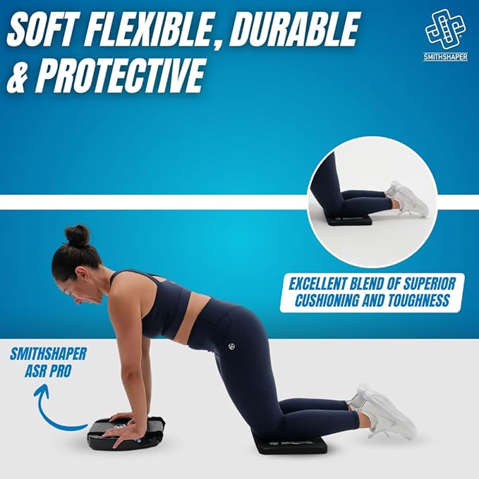 SmithShaper® SUPER PAD Thick Exercise Knee Mat (25.4mm) Cushions Knees and Elbows During Ab Rollouts (ab rolls), Knee Pushups and Planks Workouts/Yoga | Durable, Soft Nitrile Rubber | Resists Odors