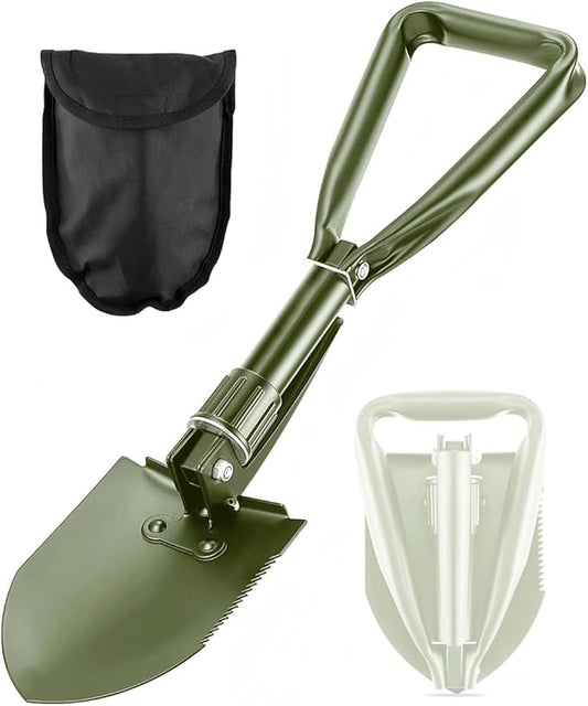 Digging Shovel - 24'' Lightweight Folding Shovel High Carbon Steel Portable Digging Trowels for Outdoor Camping Backpacking Hiking Car EmergencHome Garden (Olive)