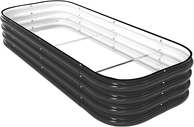 DaisyVibe Raised Garden Bed Kit, Planter Raised Garden Boxes Outdoor, Oval Large Metal Raised Garden Beds for Vegetables Flowers (Gray, 5ftx2ftx1ft)