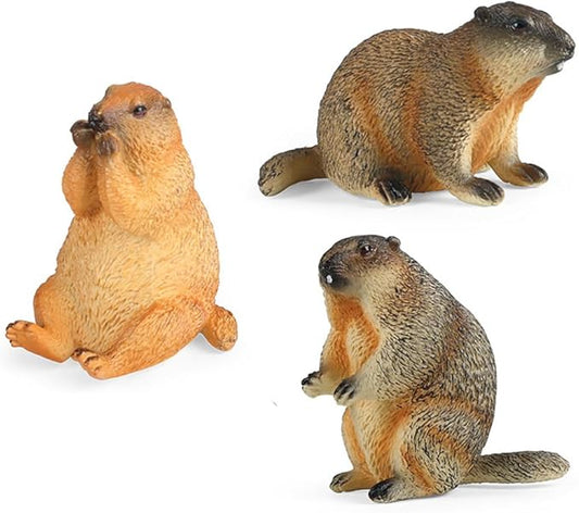 3PCS Groundhog Figurine Groundhog Sculpture Groundhog Model Animal Model Home Decoration Outdoor Garden Statue