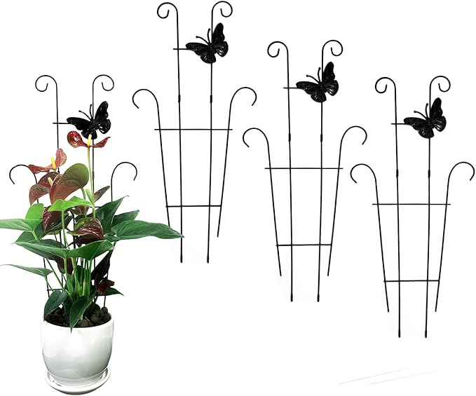 23 Inch Plant Trellis for Climbing Plants Indoor, Sturdy Metal Houseplant Trellis for Potted Plants, Rust-Resistant Plant Support for Monstera Pothos Ivy, Outdoor Garden Trellis 4 Pack