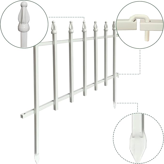 Metal Decorative Garden Fence 22" Wide x 18" High (5 Panels, Total Length 9.17 feet), Metal Border Folding Fence, Landscape Fencing for Flower Bed, Yard, Animal Barrier