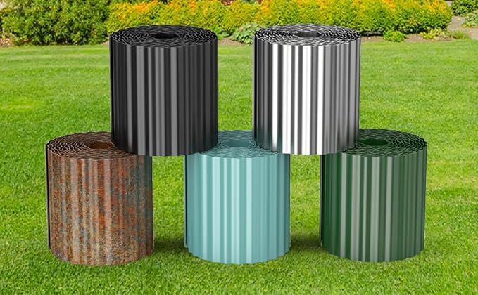 Corrugated Metal Garden Edging, Sturdy Tall Landscape Edging Borders, Perfect DIY for Flower Beds, Lawn and Pathway, Tree Surrounds, Paver Edges (Green, 10"×20FT)