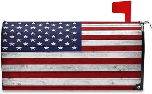 American Flag Wooden Mailbox Cover Magnetic Mailboxes Wraps Letter Post Box Cover Decorative Standard Size 18x21 in Garden Yard Decor
