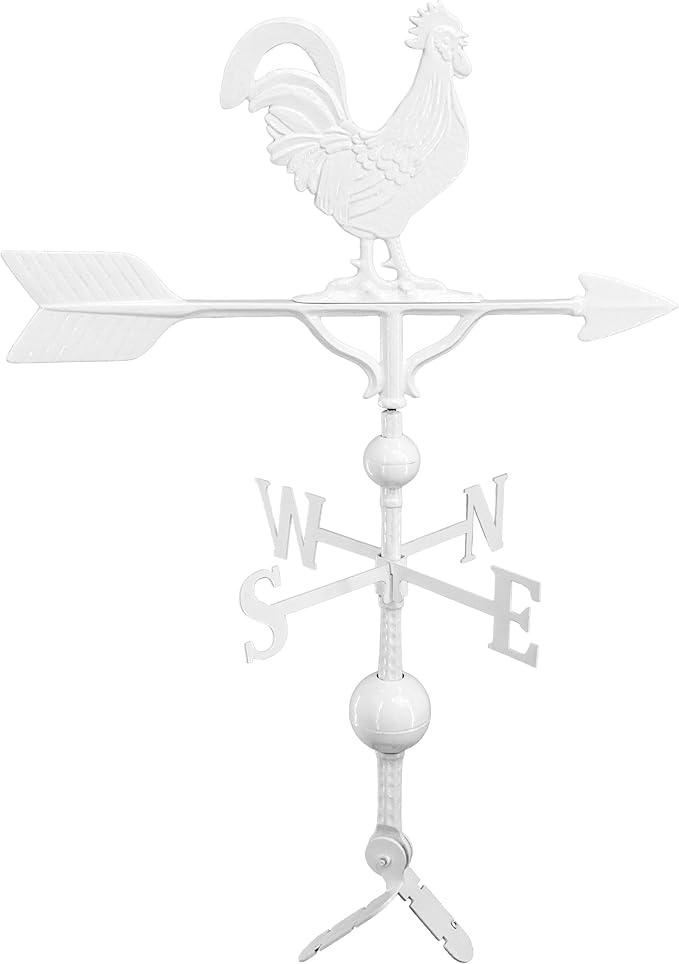 Most Color Options - Aluminum Rooster Weathervane - Made in The USA - Chicken weathervane - Rooster Decor - Rooster Weathervane for Roof - Roof Mount Included (4 to Choose from)
