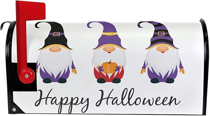 ALAZA Happy Halloween Gnome Magnetic Mailbox Cover MailWraps Garden Yard Home Decor for Outside Standard Size-18"x 20.8"