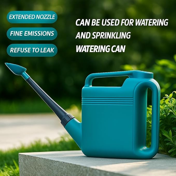 2 Gallon Watering Can for Indoor & Outdoor Plants, Large Capacity Long Spout with Ergonomic Non-Slip Handle, Durable Leak-Proof Plastic, Comfortable Grip, Ideal for Flowers, Vegetables, Houseplants