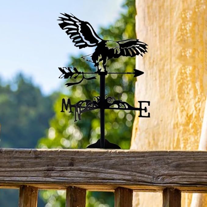 Metal Weather Vane Retro Wind Direction Indicator Eagle Series Weathercock for Farm Roof Mount Courtyard Farmhouse Garden Decor (Eagle B)