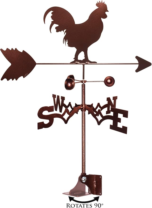 SWEN Products Rooster Chicken Weathervane (Adjustable Mount Included)
