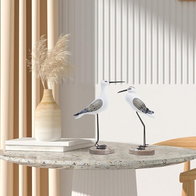 ARTIBETTER 2pcs sea Bird Figurine Nautical Statue Seagull Figurine Decorations Garden Bird Statue Coastal Beach Home Table Decorations Nautical Gifts Light Seagull Figures Brown Seagull Sculpture