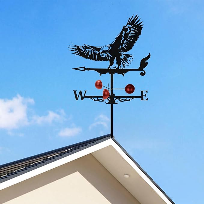 Weathervane Roof Mount, Rust-Resistant & Durable Metal Wind Direction Indicators, Decor Weather Vane for Yard, Outside, Garden, Shed, Farmhouse & Chicken Coop (Eagle)