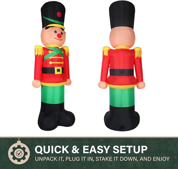 Fraser Hill Farm 12-Ft. Tall Nutcracker Blow Up Inflatable with Lights, Outdoor Christmas Inflatable Decoration for Lawn and Yard, Giant Festive Holiday Decor