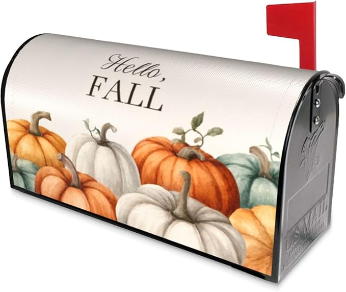 Festive Magnetic Mailbox Cover Pumpkin Fall Thanksgiving Outdoor Mailbox Protector Holiday Seasonal Decorative Garden Yard Home Large Size 25.5 x 21 Inch