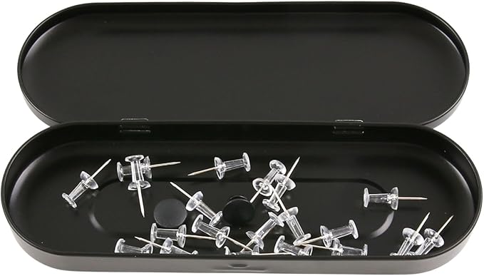 Vagocom 2pcs Metal Hinged Storage Boxes,6.89x2.36x0.71inch / 17.5x6x1.8cm Portable Empty Containers Case with Lid for Bandaid,Seed,Match,Crafts,Sewing,Home,Travel(Black)